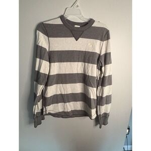 Y2K Abercrombie LS striped Gray Shirt Size Medium 100% Cotton